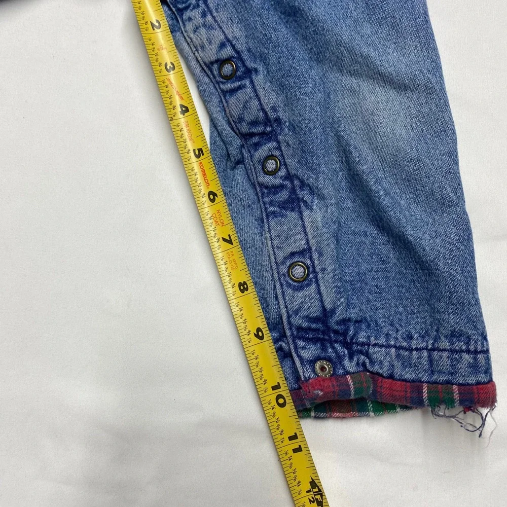 Vintage Baby OshKosh Bgosh Plaid Flannel Lined Denim Overalls 18M Blue 056-0240